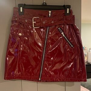 Forever 21 Glossy Burgundy Mini Skirt